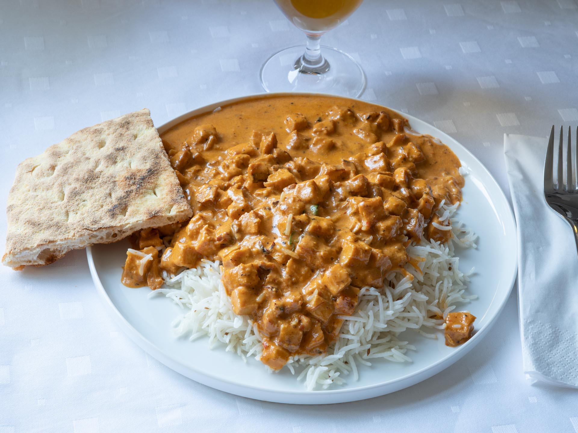 Karryret med ris og brød hos Restaurant Stromboli i Aarhus