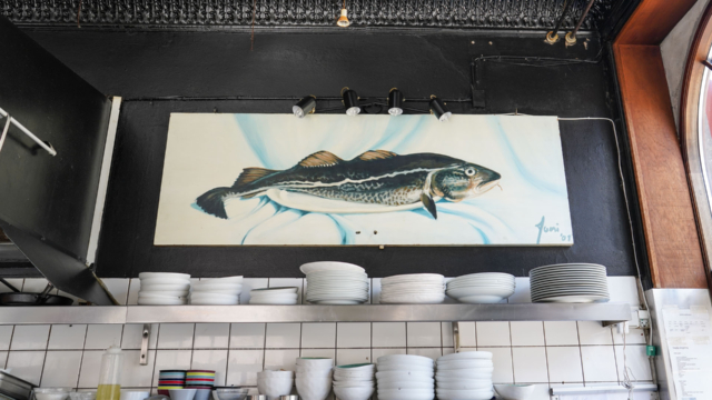 Fisken på væggen hos Restaurant Latin
