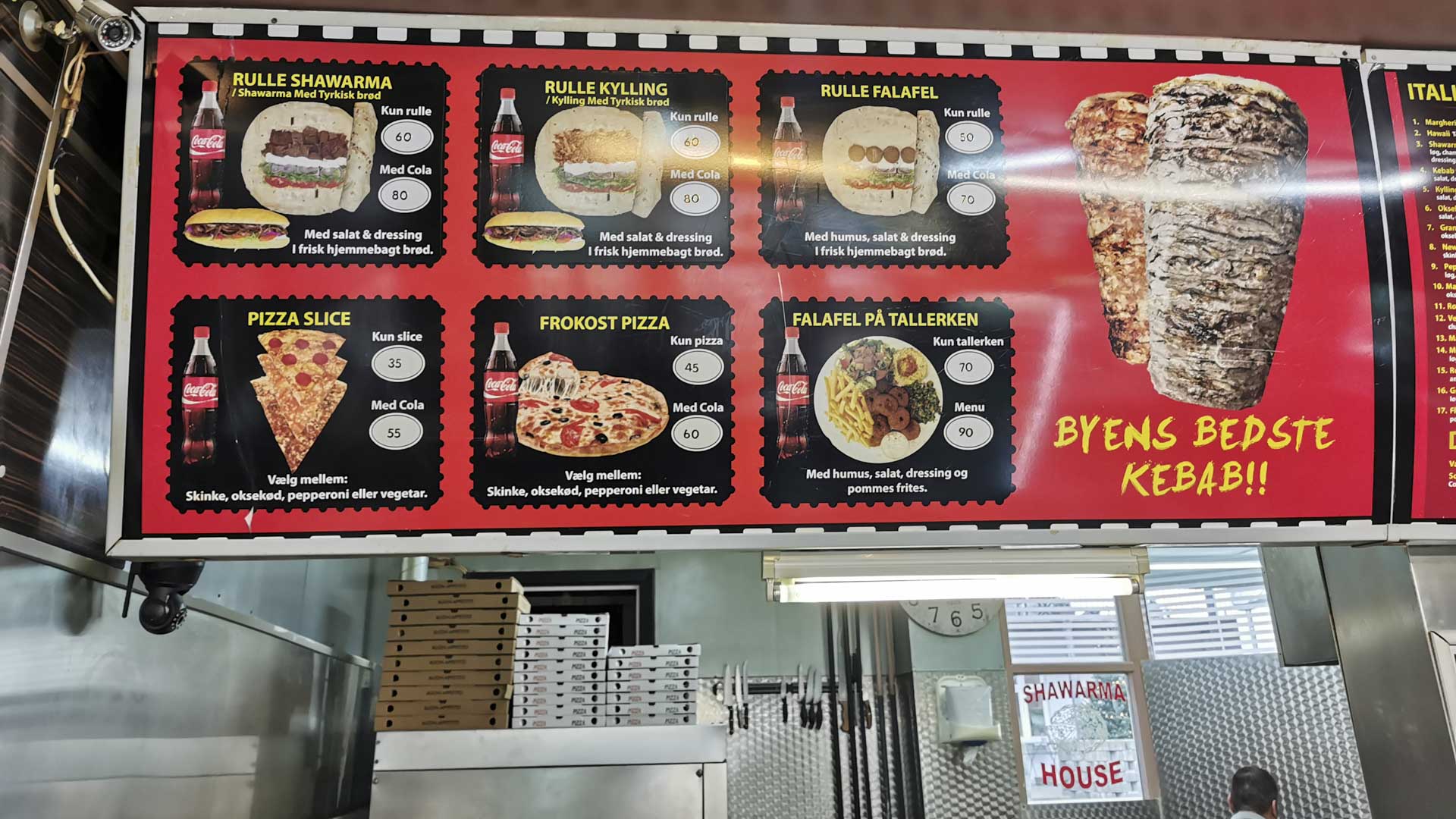 Shawarma House pizza, hjemmelavet spyd, friskbagt brød og burgere