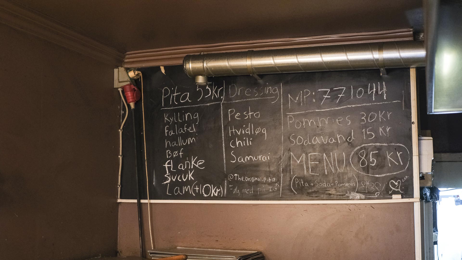 Her er pristavlen hos The Original Pita