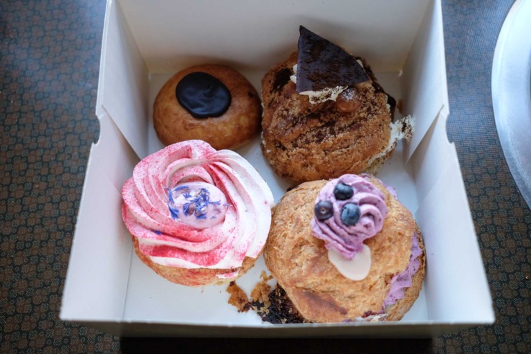 Fire forskellige fastelavnsboller fra Lagkagehuset