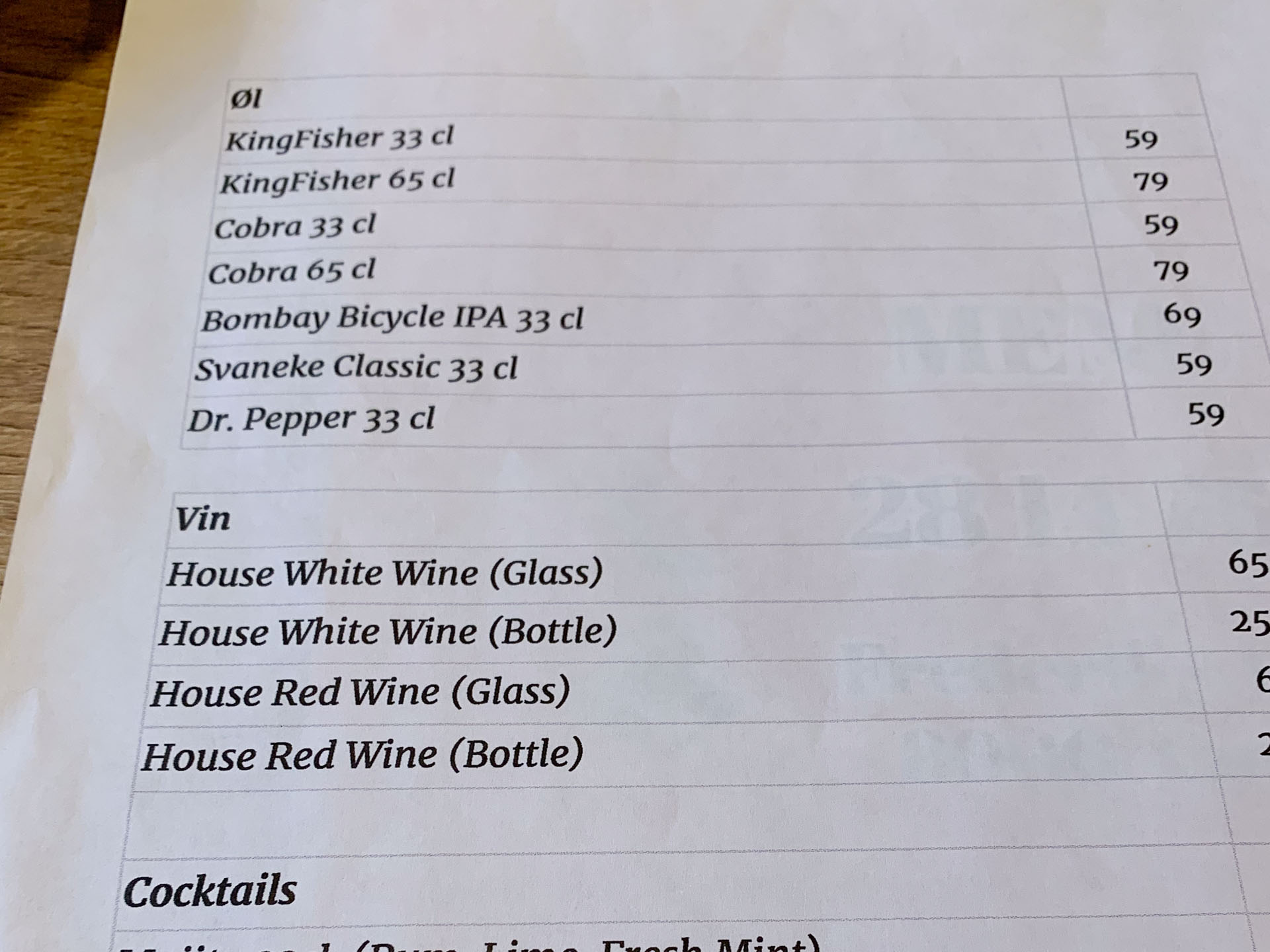 Fedt med øl og vin hos Royal Indian Zaika i Frederiks Allé