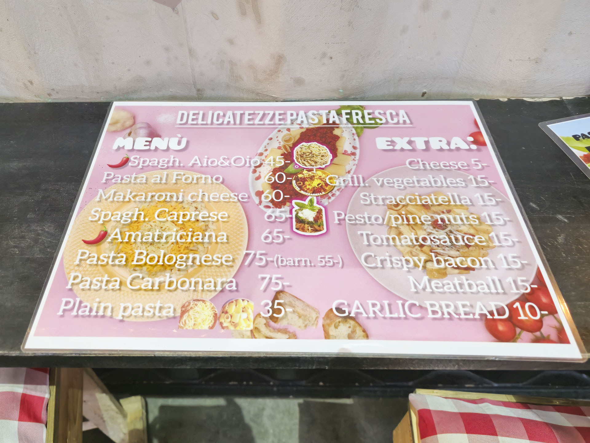 Prisliste hos Delicatezze Pasta Fresca ud hos Aarhus Street Food