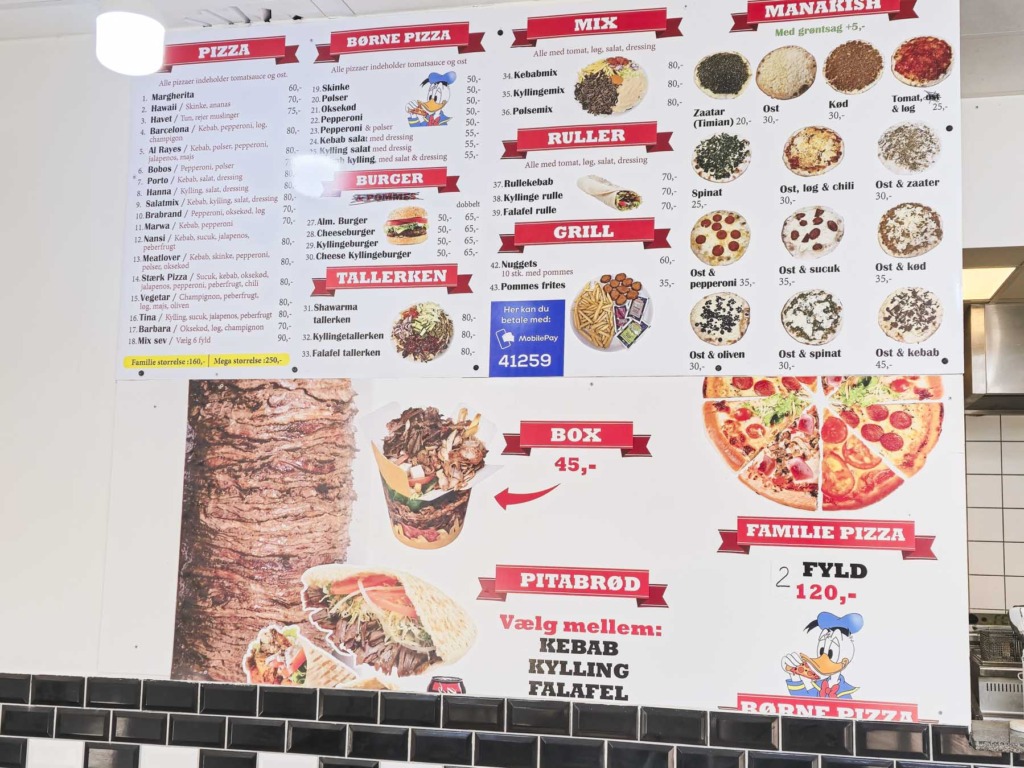 Menutavlen hos Al Rayes &ndash; Pizza & Manakish i Brabrand