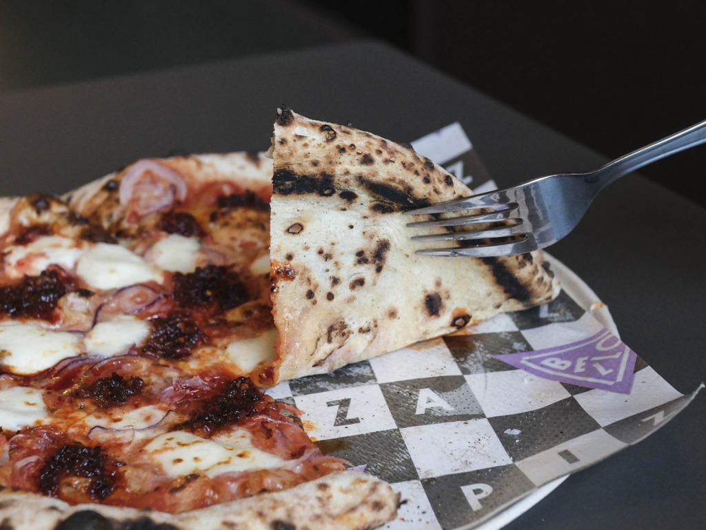 Her er den ene pizzabund hos Bello Pizza Club i BANKEN i ved åen i Aarhus.