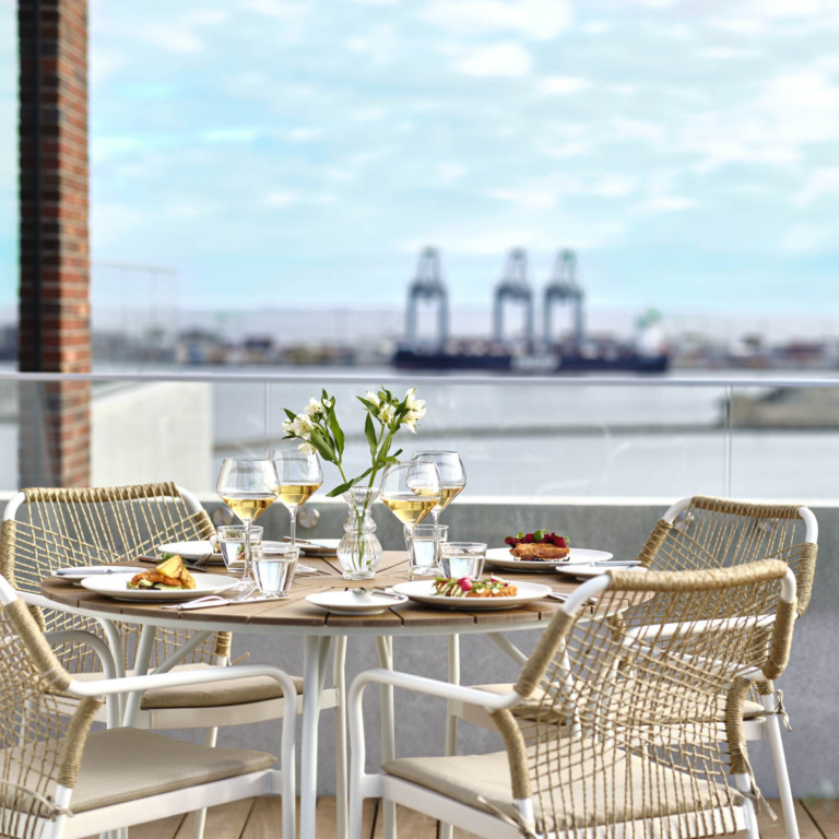 Udsigten til havnen fra Tiende på Aarhus Ø