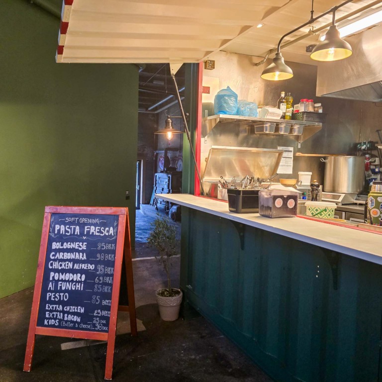 Disken og tavlen hos Pasta Fresca i Aarhus Street Food